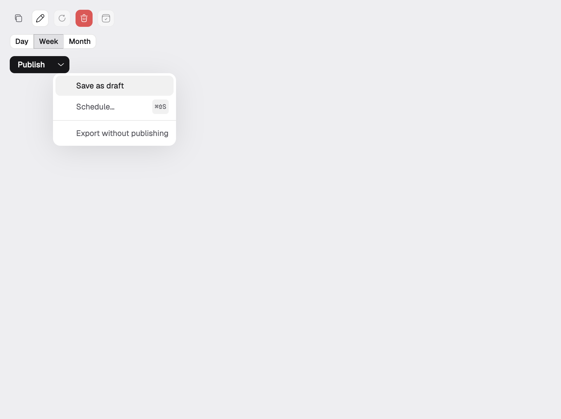 actions in the light theme