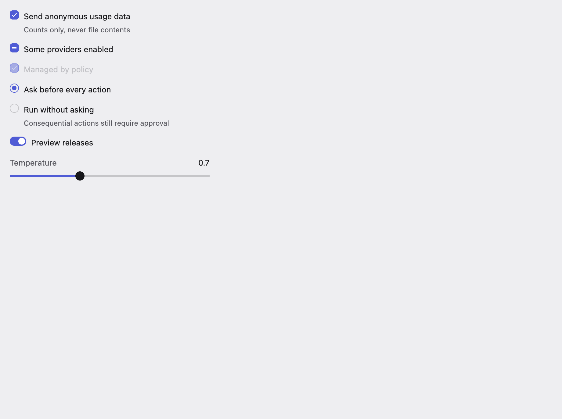 choice in the light theme