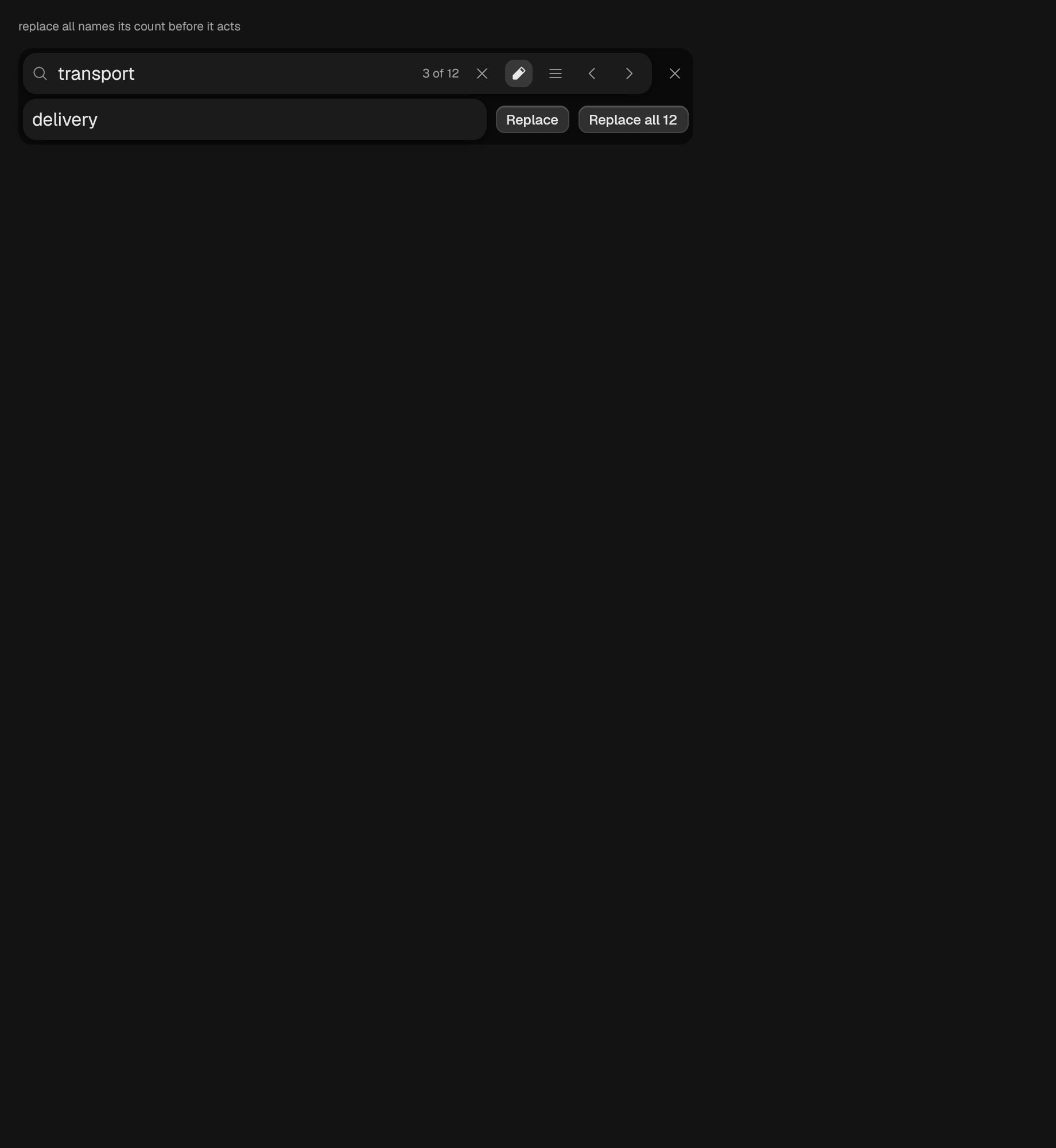 The FindReplace component in find-replace