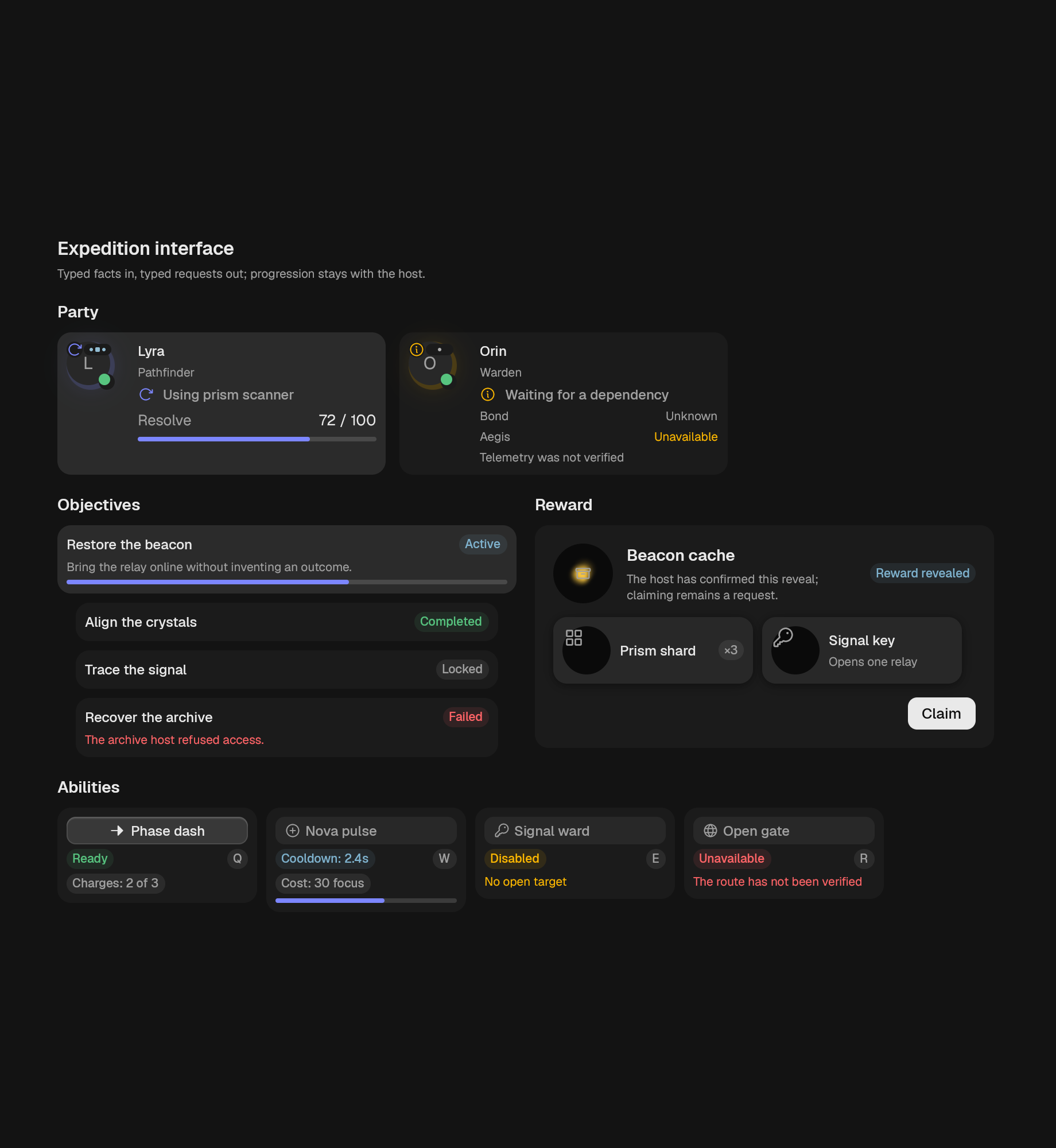 The AbilityBar component in game-ui