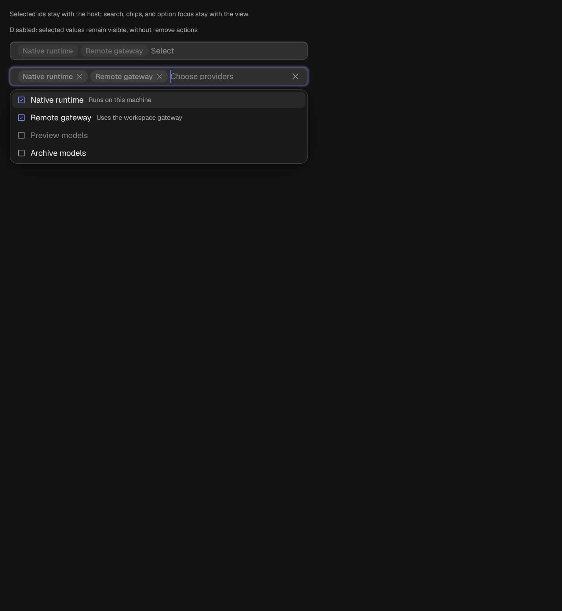 The MultiSelect component in multi-select