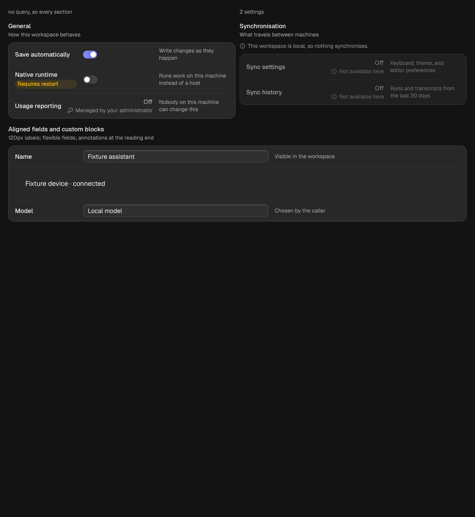 The SettingsList component in settings
