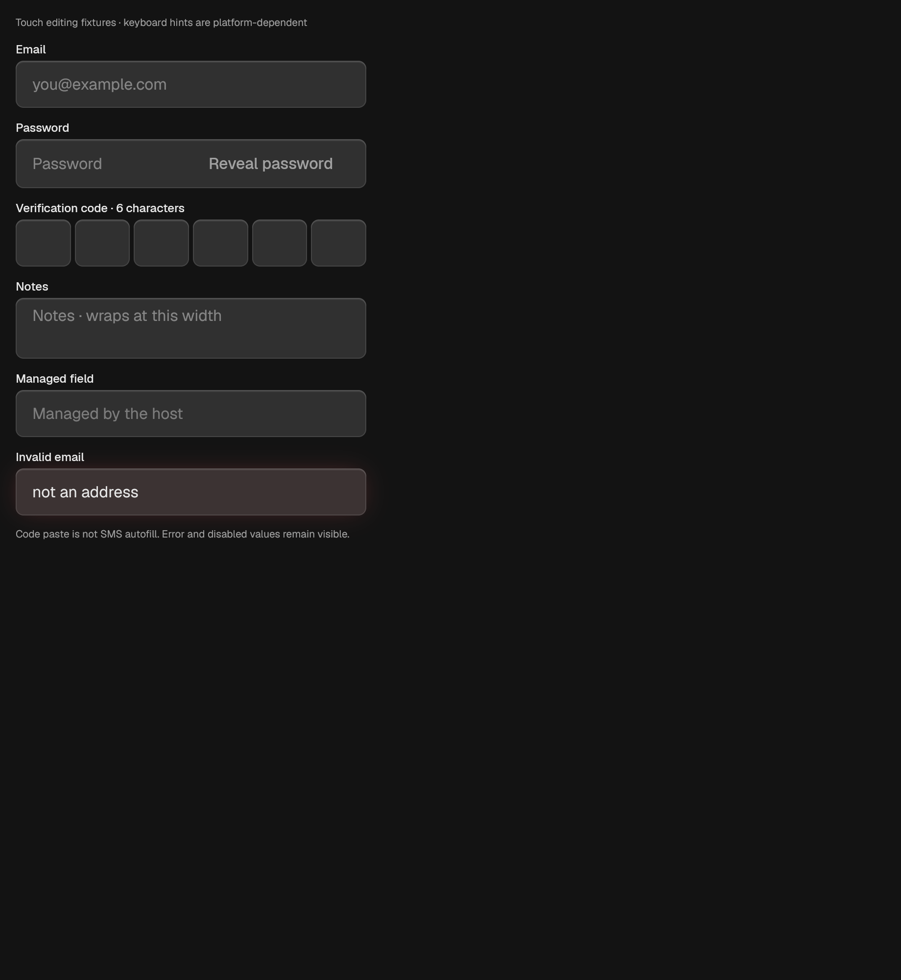 The OneTimeCodeInput component in touch-inputs