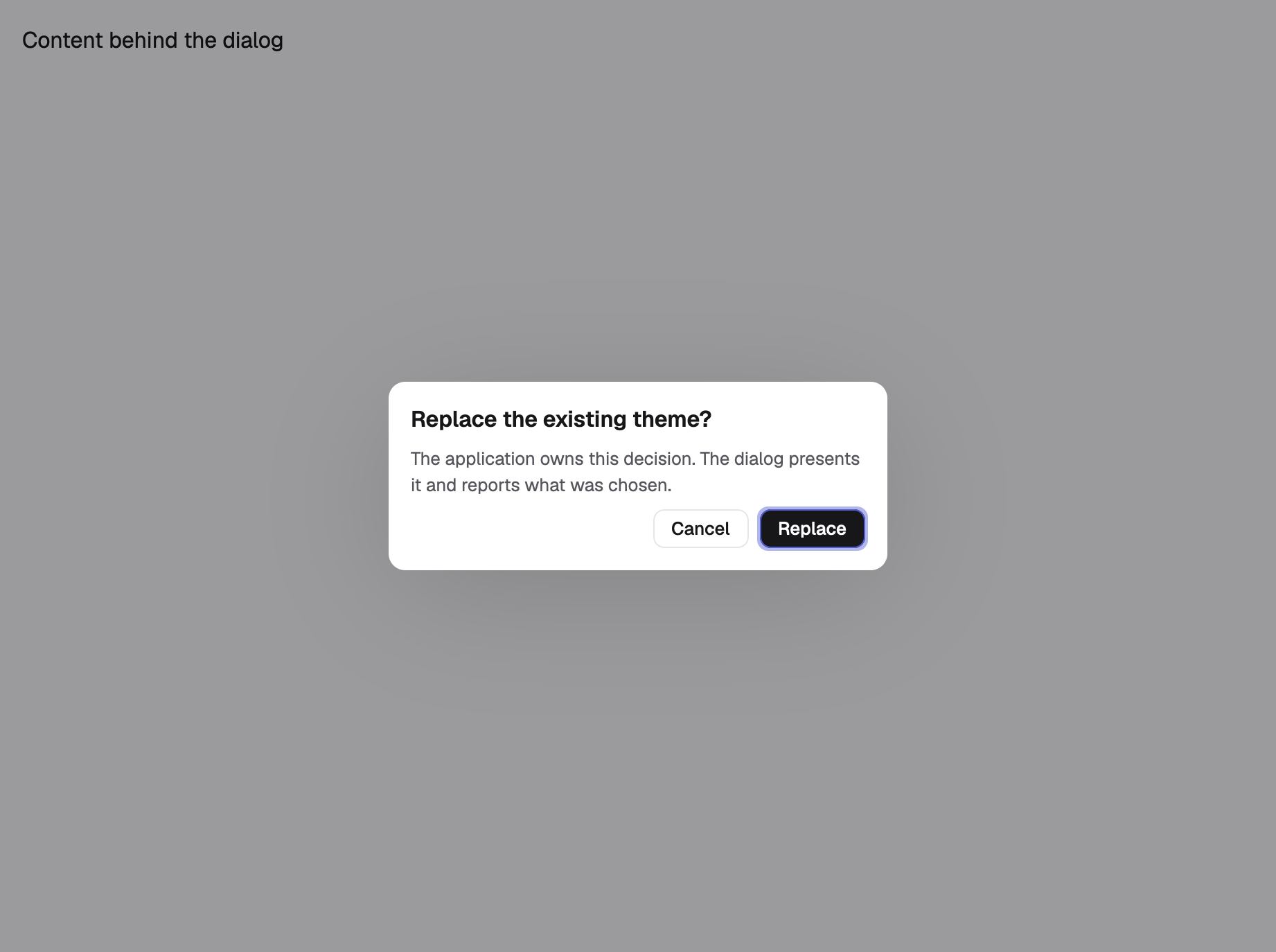 dialog in the light theme