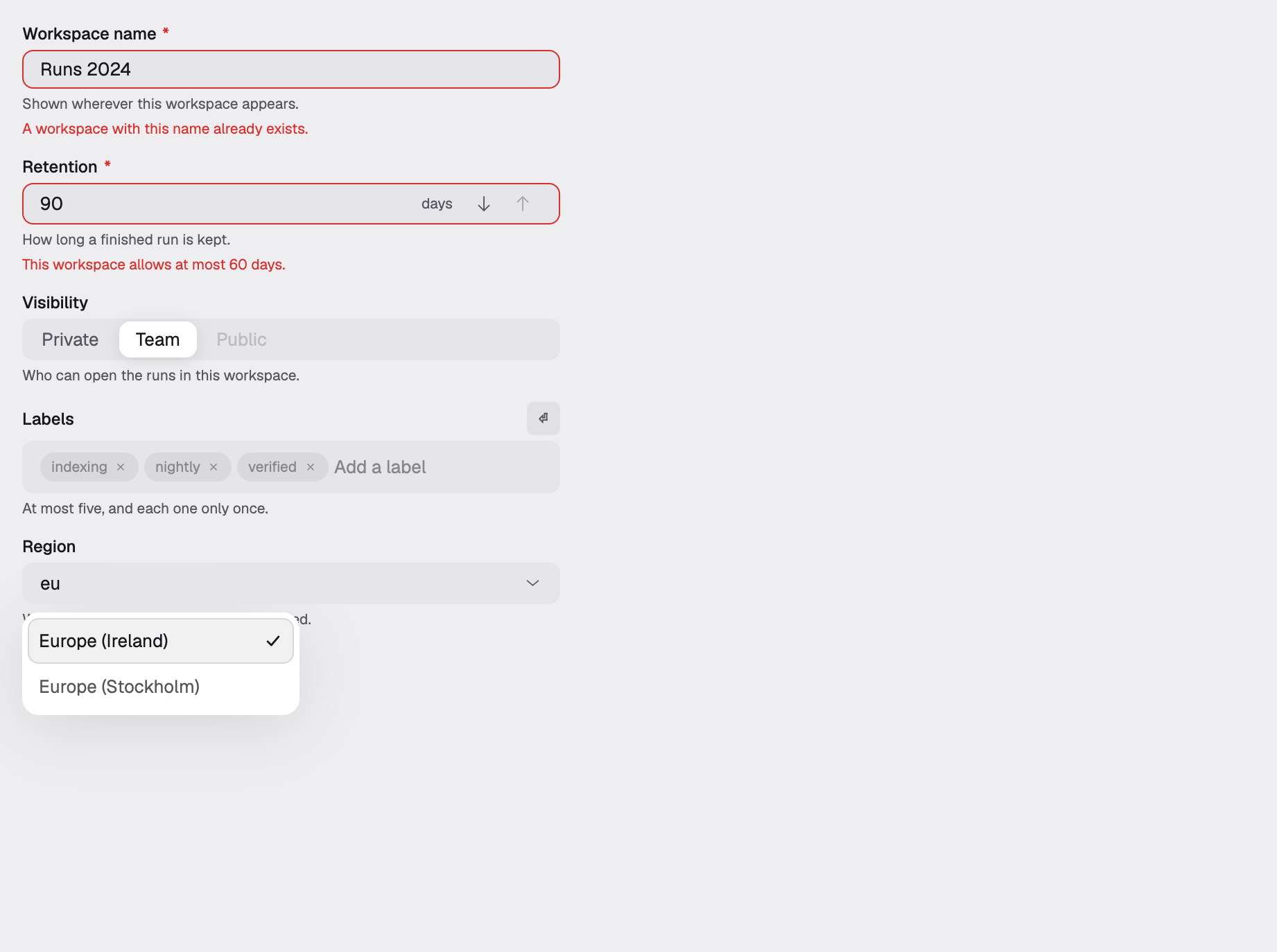 form in the light theme