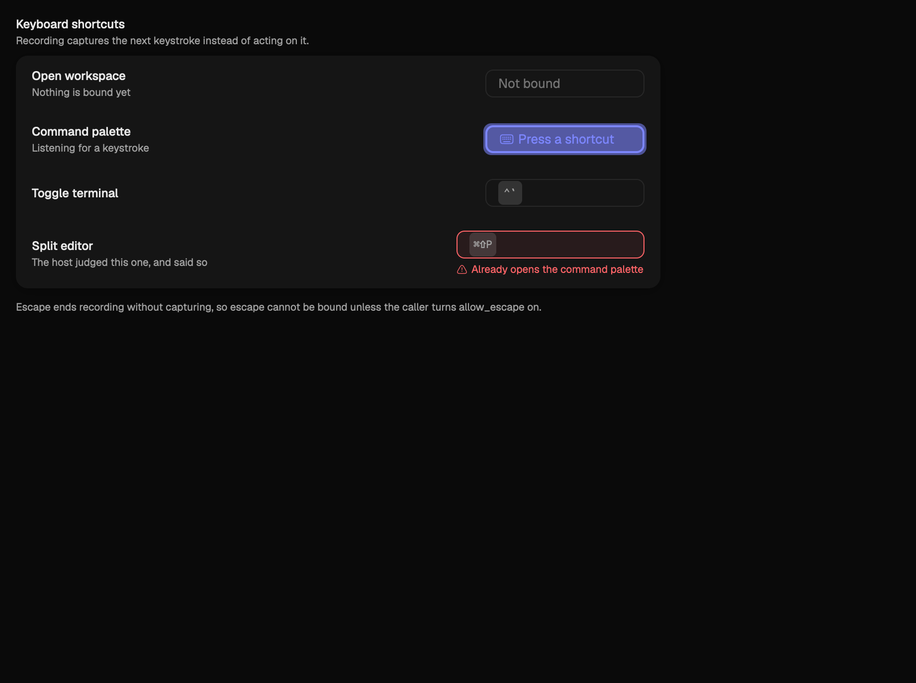 The keybinding scene