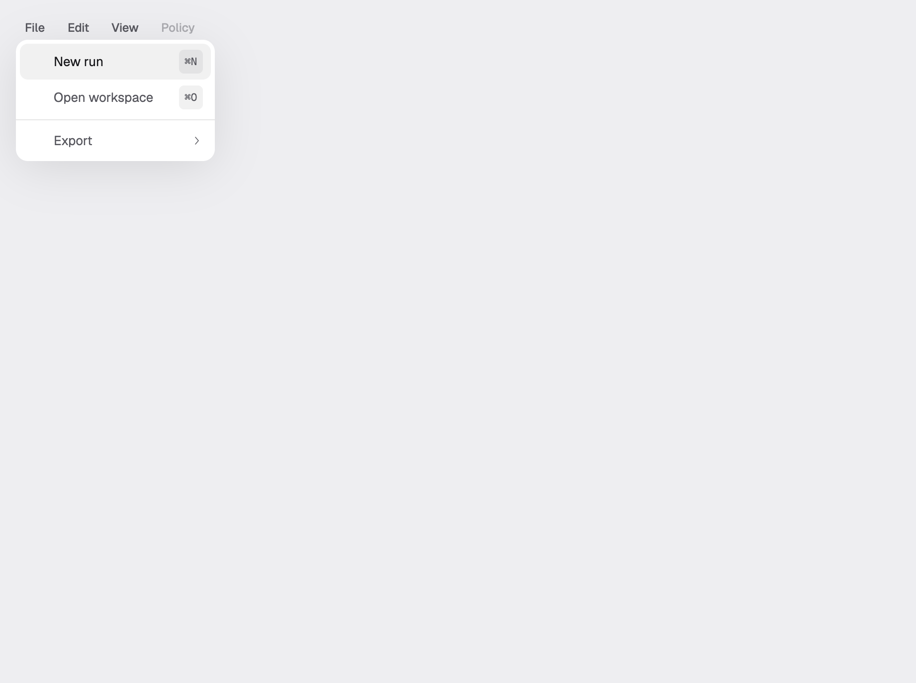 menubar in the light theme