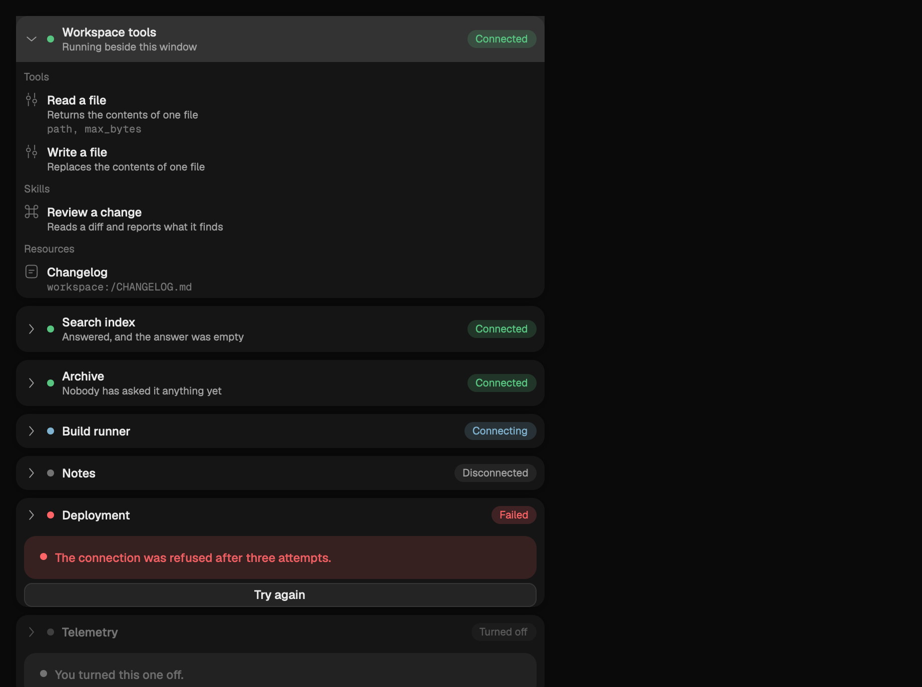 The server-list scene
